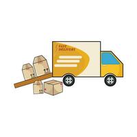 truck pick up logistics with box delivery illustration vector