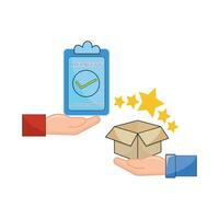 check list in clipboard in over hand, star with box in hand ilustration vector