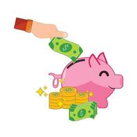 piggy bank with  money illustration vector