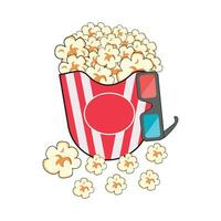 popcorn with glasses 3d illustration vector