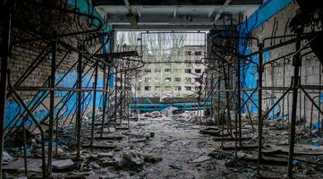 inside a destroyed school in Ukraine photo