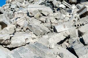 stone blocks of the wall of the house destroyed by the earthquake photo