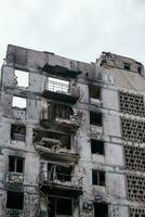destroyed and burned houses in the city Russia Ukraine war photo