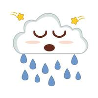 cloud rain with star  character illustration vector