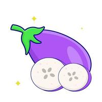 eggplant with eggplant slice illustration vector