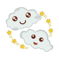 cloud, star  with moon character illustration vector