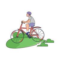 jugando bicicleta en jardín ilustración vector