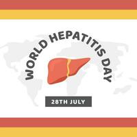 concepto de hepatitis a, b, C, d, cirrosis, mundo hepatitis día. web horizontal bandera modelo con mundo mapa y sano humano hígado atacado por virus. médico póster para viral hepatitis. vector. vector