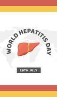 Concept of hepatitis A, B, C, D, cirrhosis, world hepatitis day. Web Horizontal Banner Template with world map and healthy human liver attacked by virus. Medical poster for Viral Hepatitis. Vector. vector