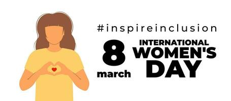 International Women s Day concept holiday. 8 march. Campaign 2024 inspireinclusion. Template for banner, card, poster, background. Flat vector illustration