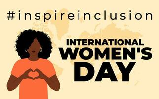 International Women s Day concept holiday. 8 march. Campaign 2024 inspireinclusion. Template for banner, card, poster, background. Flat vector illustration