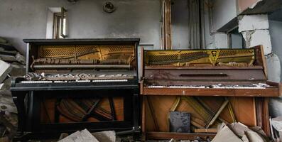 inside a destroyed school in Ukraine photo