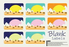 Moon Blank Notebook Labels. Name Tag Labels. School Labels. vector