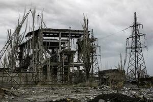 destroyed buildings of the workshop of the Azovstal plant in Mariupol Ukraine photo