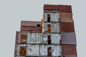 destroyed and burned houses in the city Russia Ukraine war photo