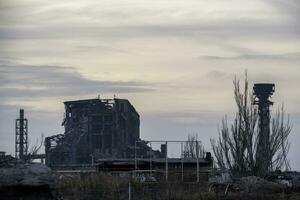 destroyed buildings of the workshop of the Azovstal plant in Mariupol Ukraine photo