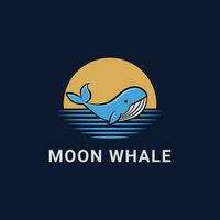 Luna ballena logo concepto diseño idea vector