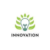 Innovation logo design idea with light bulb and leaf icon vector