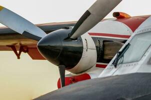 propeller blades of an old vintage airplane close up photo