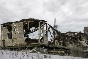 destroyed buildings of the workshop of the Azovstal plant in Mariupol Ukraine photo