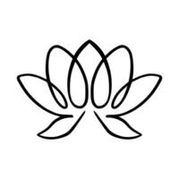 Simple lotus flower line drawing outline isolated in white background.  Lotus Blossom Symbol Icons. Vector illustration concept of Abstract Lotus flower