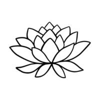 Simple lotus flower line drawing outline isolated in white background.  Lotus Blossom Symbol Icons. Vector illustration concept of Abstract Lotus flower