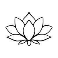 Simple lotus flower line drawing outline isolated in white background.  Lotus Blossom Symbol Icons. Vector illustration concept of Abstract Lotus flower