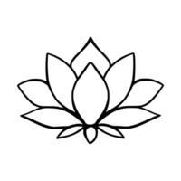 Simple lotus flower line drawing outline isolated in white background.  Lotus Blossom Symbol Icons. Vector illustration concept of Abstract Lotus flower