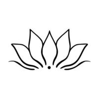 Simple lotus flower line drawing outline isolated in white background.  Lotus Blossom Symbol Icons. Vector illustration concept of Abstract Lotus flower