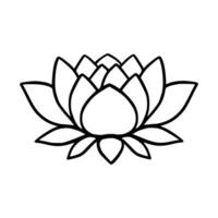 Simple lotus flower line drawing outline isolated in white background.  Lotus Blossom Symbol Icons. Vector illustration concept of Abstract Lotus flower