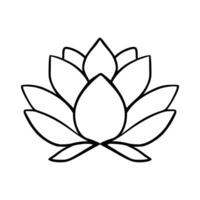 Simple lotus flower line drawing outline isolated in white background.  Lotus Blossom Symbol Icons. Vector illustration concept of Abstract Lotus flower