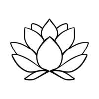 Simple lotus flower line drawing outline isolated in white background.  Lotus Blossom Symbol Icons. Vector illustration concept of Abstract Lotus flower