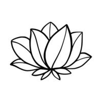 Simple lotus flower line drawing outline isolated in white background.  Lotus Blossom Symbol Icons. Vector illustration concept of Abstract Lotus flower