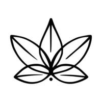 Simple lotus flower line drawing outline isolated in white background.  Lotus Blossom Symbol Icons. Vector illustration concept of Abstract Lotus flower