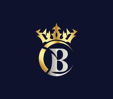 B letter Crown luxury kingdom sign with Golden Color Company Logo Design Concept vector
