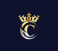 C letter Crown luxury kingdom sign with Golden Color Company Logo Design Concept vector