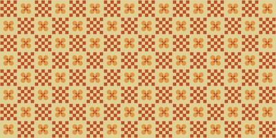 A groovy style seamless pattern with a retro flower aesthetic design and checkered vector background. Print surface for textiles, wrapping, and webs.