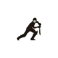 vector illustration - man hit the ball on cricket game - flat silhouette style