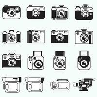 vector illustration - digital camera icon set - flat silhouette style