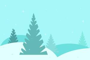 Winter abstract landscape with fir trees and snow. Postcard, poster, background in a minimalist style vector