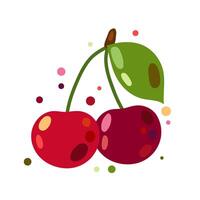 Cherry vector illustration in flat style. Red ripe cherries on a white background.