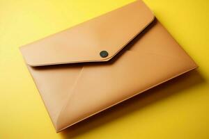 AI generated Envelope pop colorful charm on a yellow backdrop with copy space photo