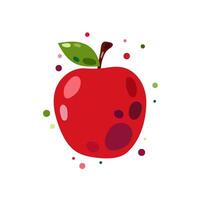 Vector illustration of an apple in flat style. Ripe red apple on a white background.