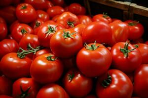 AI generated Store drawer stocked with a myriad of ripe, vibrant tomatoes photo