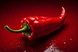 AI generated Spicy charm a red pepper background sets the stage for flavorful chili photo