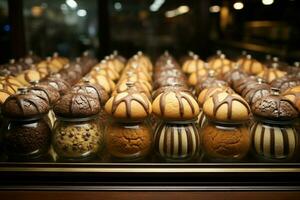 AI generated Local store charm shelves adorned with enticing chocolate cookie displays photo