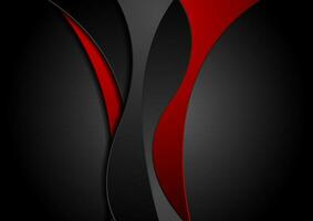 High contrast red black abstract tech corporate wavy background vector