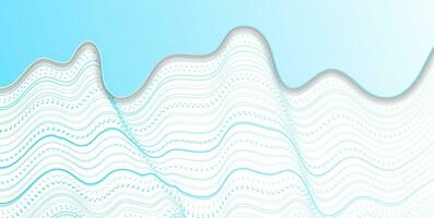 Hi-tech abstract background with blue dotted curved wavy lines vector
