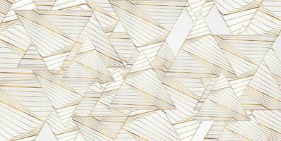 Triangles with curved refracted golden lines abstract design vector