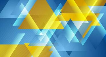 Blue orange glossy triangles abstract technology background vector